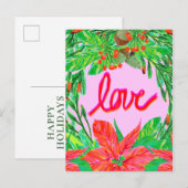 クリスマスの葉 - 愛 シーズンポストカード (正面/裏面)