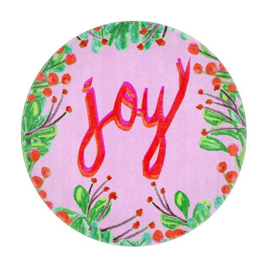 クリスマスの葉 – Joy カッティングボード (正面)