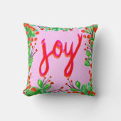 クリスマスの葉 – Joy クッション (正面)