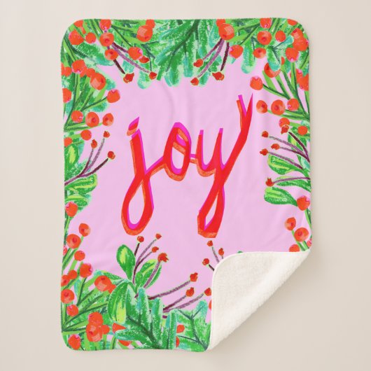 クリスマスの葉 – Joy シェルパブランケット (正面)