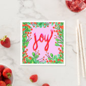 クリスマスの葉 – Joy スタンダードカクテルナプキン (インサイチュ)