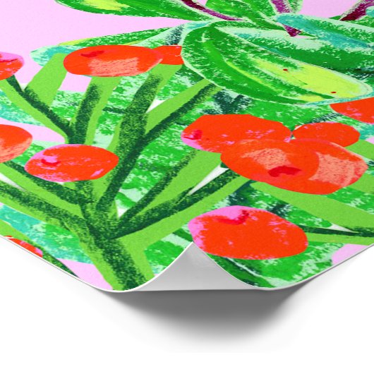 クリスマスの葉 – Joy ポスター (角)