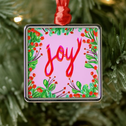 クリスマスの葉 – Joy メタルオーナメント (ツリー)