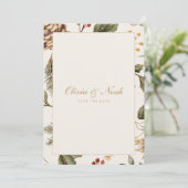 クリスマスの葉Pinecone日付カードを保存 案内状 (スタンド正面)