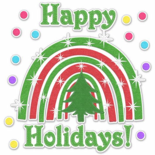 クリスマスの虹と木 フェイク| 感じ シール (正面)
