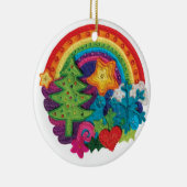 クリスマスの虹の装飾-ファンキーなフェルトのデザイン セラミックオーナメント (右)