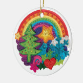クリスマスの虹の装飾-ファンキーなフェルトのデザイン セラミックオーナメント (左)