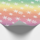 クリスマスの虹の雪片パターン ラッピングペーパー (角)