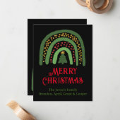 クリスマスの虹色のグリッター 赤 金 緑 ノートカード (正面/裏面インサイチュ)