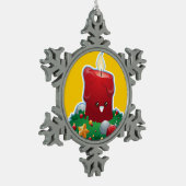 クリスマスの蝋燭 スノーフレークピューターオーナメント (左)