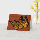 クリスマスの蝶の錆折りグリーティングカード カード (黄色い花)