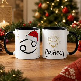 クリスマスの蟹座サンタ帽子 マグカップ