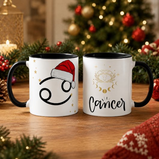 クリスマスの蟹座サンタ帽子 マグカップ