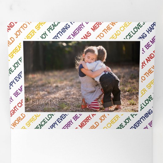 クリスマスの行の希望の休日の写真カード 三つ折りクリスマスカード (内部最初)