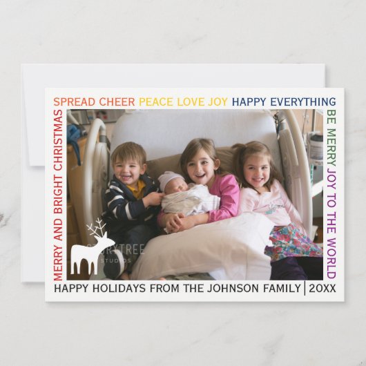 クリスマスの行の希望の休日の写真カード 招待状 (正面)