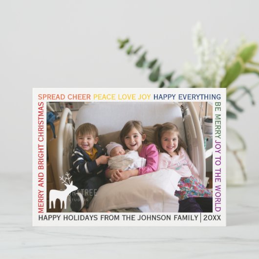 クリスマスの行の希望の休日の写真カード 招待状 (スタンド正面)
