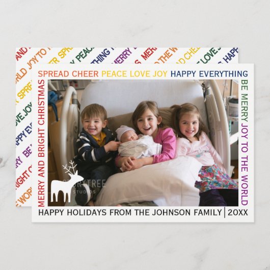 クリスマスの行の希望の休日の写真カード 招待状 (正面/裏面)