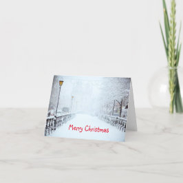 クリスマスの街の雪のカード シーズンカード