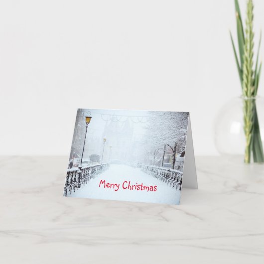 クリスマスの街の雪のカード シーズンカード (正面)