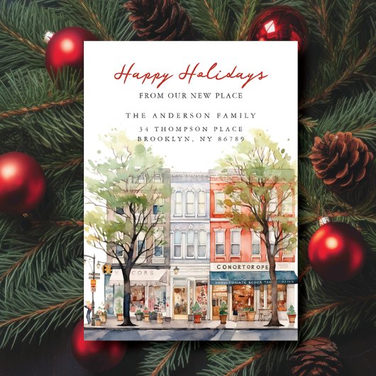 クリスマスの街の魅力的な新しい住所のお知らせ 案内状