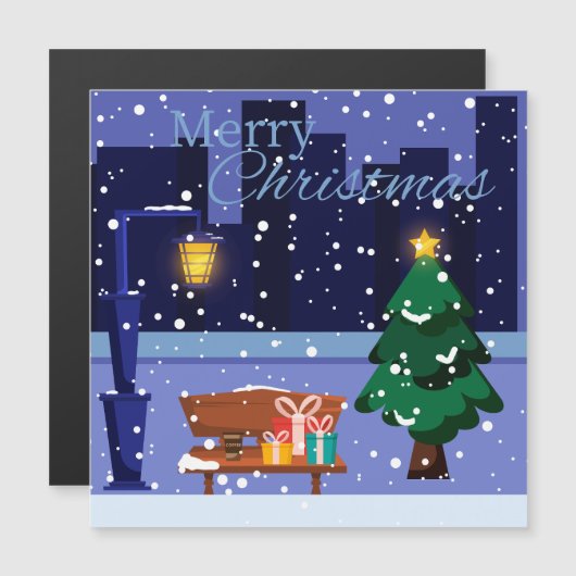 クリスマスの街並みとランタン、木、gif (正面/裏面)