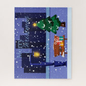 クリスマスの街並み通りランプ、木とgif ジグソーパズル (縦)