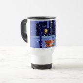 クリスマスの街並み通りランプ、木とgif トラベルマグ (正面左)