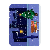 クリスマスの街並み通りランプ、木とgif