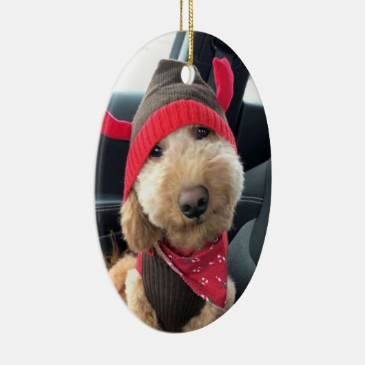 クリスマスの衣装を着た可愛いゴルデンドール セラミックオーナメント (右)