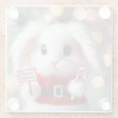 クリスマスの衣装を着た可愛いバニー ガラスコースター (裏面)