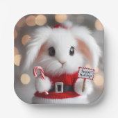 クリスマスの衣装を着た可愛いバニー ペーパープレート (正面)