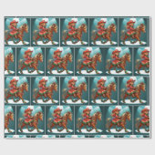 クリスマスの衣装を着た小さな女性のカーボーイ ラッピングペーパー (フラット)