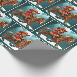 クリスマスの衣装を着た小さな女性のカーボーイ ラッピングペーパー