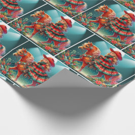 クリスマスの衣装を着た小さな女性のカーボーイ ラッピングペーパー