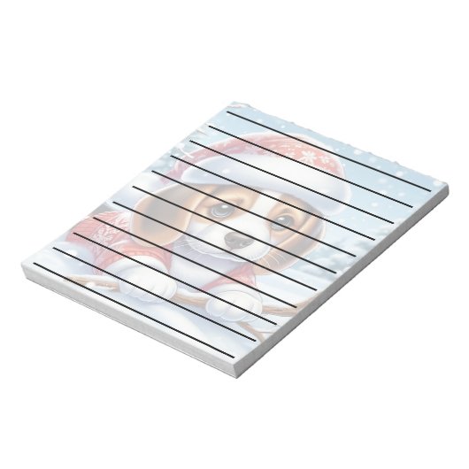 クリスマスの衣装を着た愛らしいビーグル・パピー ノートパッド (回転)
