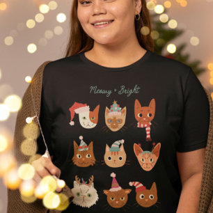 クリスマスの衣装を着た明るい雌猫 トライブレンドＴシャツ