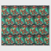 クリスマスの衣装を着た馬の小さなカウボーイ ラッピングペーパー (フラット)