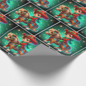 クリスマスの衣装を着た馬の小さなカウボーイ ラッピングペーパー (角)