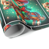 クリスマスの衣装を着た馬の小さなカウボーイ ラッピングペーパー (ロールコーナー)