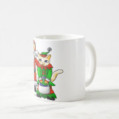 クリスマスの衣装ショッピングの猫 コーヒーマグカップ (正面右)