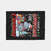 クリスマスの衣装ヒッポにカバが欲しい フリースブランケット (正面(横))