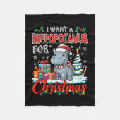 クリスマスの衣装ヒッポにカバが欲しい フリースブランケット (正面)
