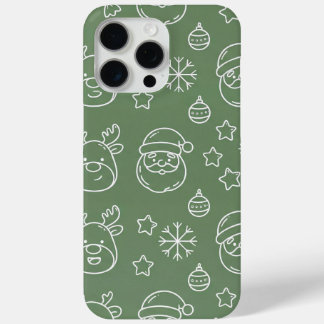 クリスマスの装飾がされたグリーンのテクスチャー iPhone 15 PRO MAXケース