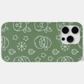 クリスマスの装飾がされたグリーンのテクスチャー Case-Mate iPhoneケース (裏面 (横))