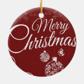 クリスマスの装飾が施された美しい赤の壁紙 セラミックオーナメント (裏面)