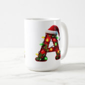 クリスマスの装飾が施された赤い文字A コーヒーマグカップ (正面右)