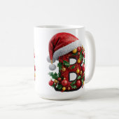 クリスマスの装飾が施された赤い文字B コーヒーマグカップ (正面右)