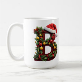 クリスマスの装飾が施された赤い文字B コーヒーマグカップ