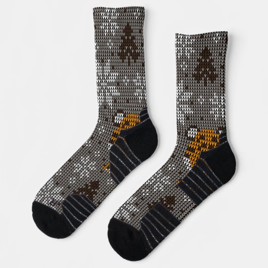 クリスマスの装飾と木のレトロの古典的なパターン ソックス (左)