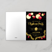 クリスマスの装飾と雪 箔グリーティングカード (外側レイダウン)